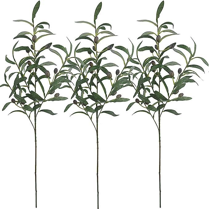 Warmter 28" Artificial Olive Branches Plants Blackish Green Olives Fruit Artificial Greenery UV R... | Amazon (US)