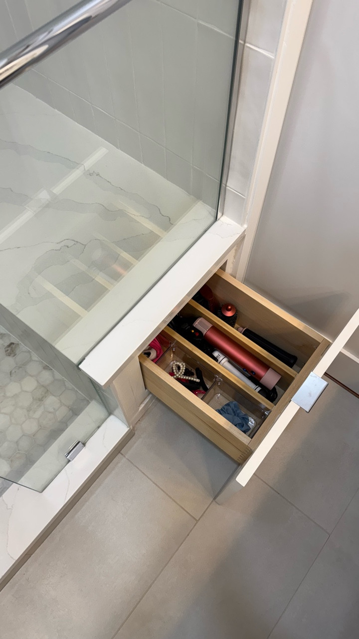 Our goal wasn’t just a beautiful bathroom. 🫧
 We wanted smart storage, efficient flow, and everyday ease — because good design starts long before you pick finishes.

After organizing hundreds of homes for clients, I’ve learned one thing: storage has to be intentional. Design the way you live — not the other way around. 
#bathroomrenovation #homeorganization #drawerorganization #designwithintention #functionaldesign #homesweethome #chicagoorganizer #chicagohomeorganizer