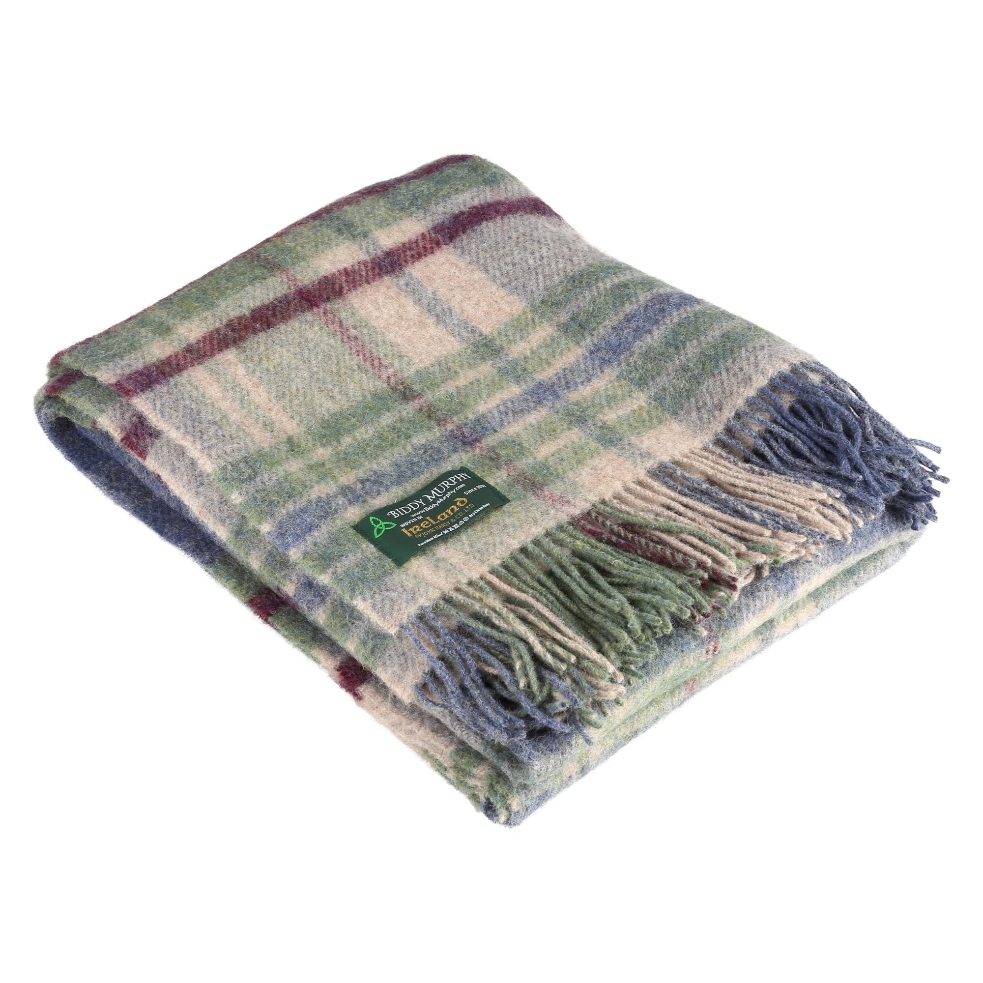 Genuine Irish, 100% Wool Throw & Toss Blanket, Traditional Plaid Print, Soft Warm Heirloom Qualit... | Amazon (US)