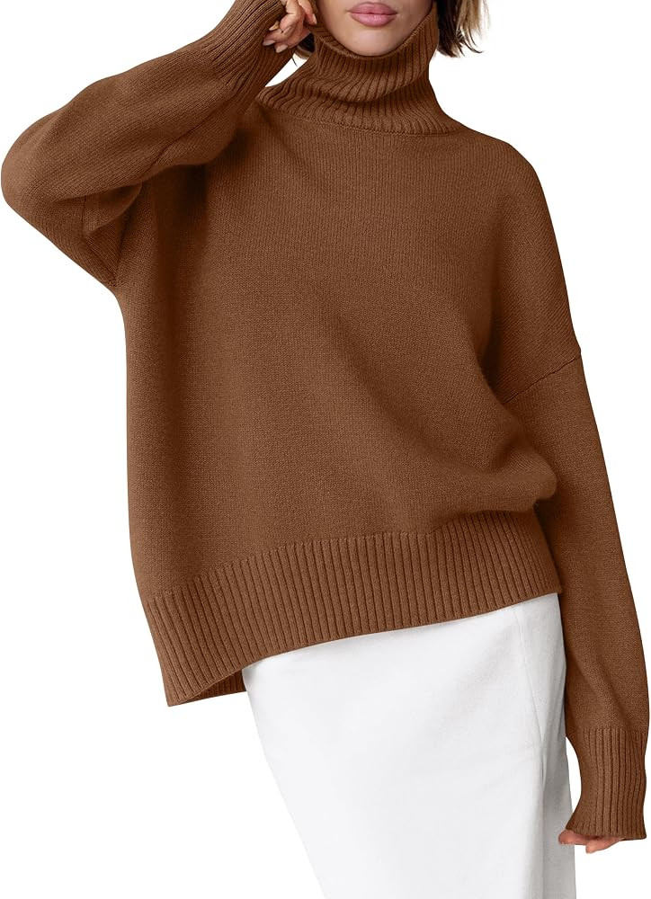 ANRABESS Women Turtleneck Oversized Long Sleeve Knit Sweater | Amazon (US)