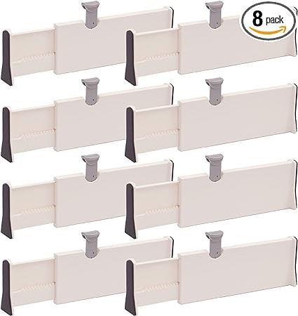 TENABORT Set of 8 Adjustable Drawer Dividers Organizer Separators Plastic Dresser Organizer for ... | Amazon (US)
