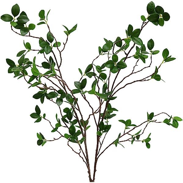 Ollain 43" Artificial Greenery Stems Plants Faux Leaf Green Eucalytus Branches Ficus Twig Fern Fa... | Amazon (US)