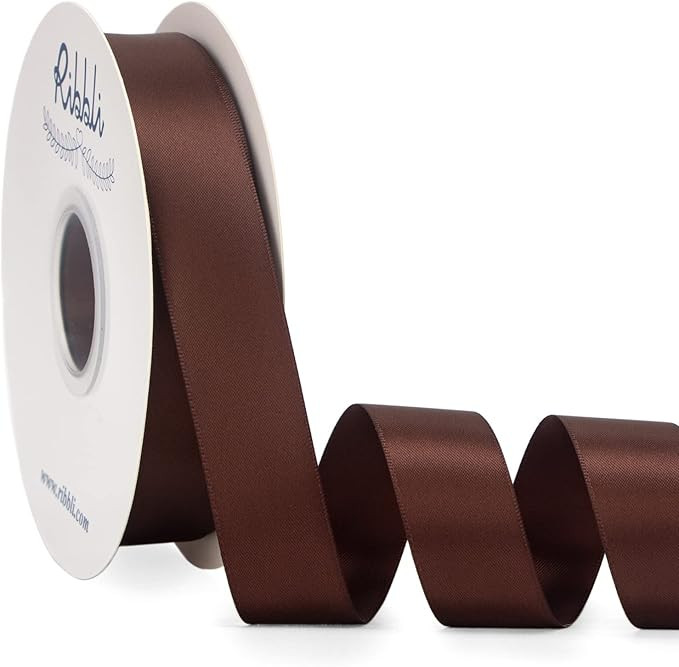 Ribbli Coffee Brown Satin Ribbon Double Faced Satin 1 inch x Continuous 50 Yards-Brown Ribbon for... | Amazon (US)