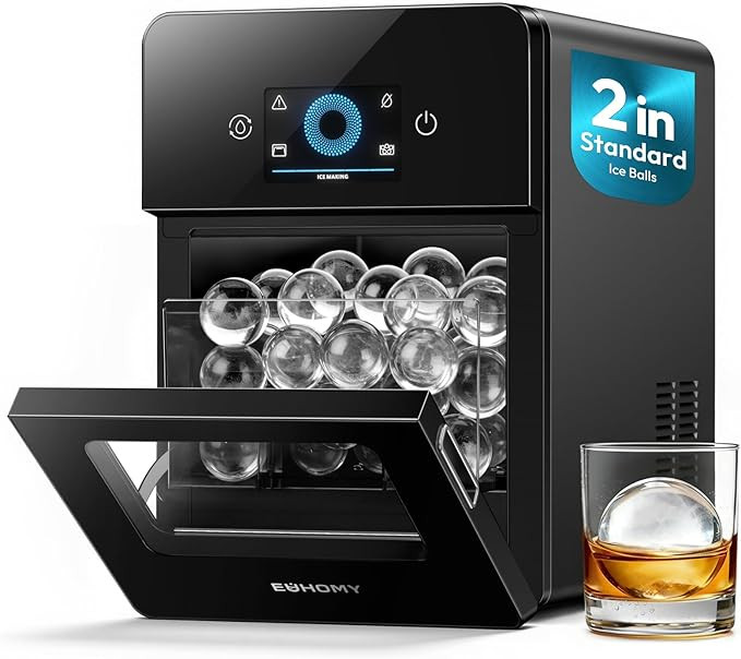 EUHOMY 2" Ice Ball Maker Countertop, 4Pcs Ready in 40Mins, 144Pcs/day, Self-Cleaning Sphere Ice M... | Amazon (US)