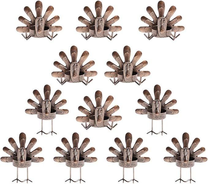 MorTime 12 Pack Turkey Tealight Candle Holders, Bronze Finished Metal Tea Light Candleholders, Th... | Amazon (US)