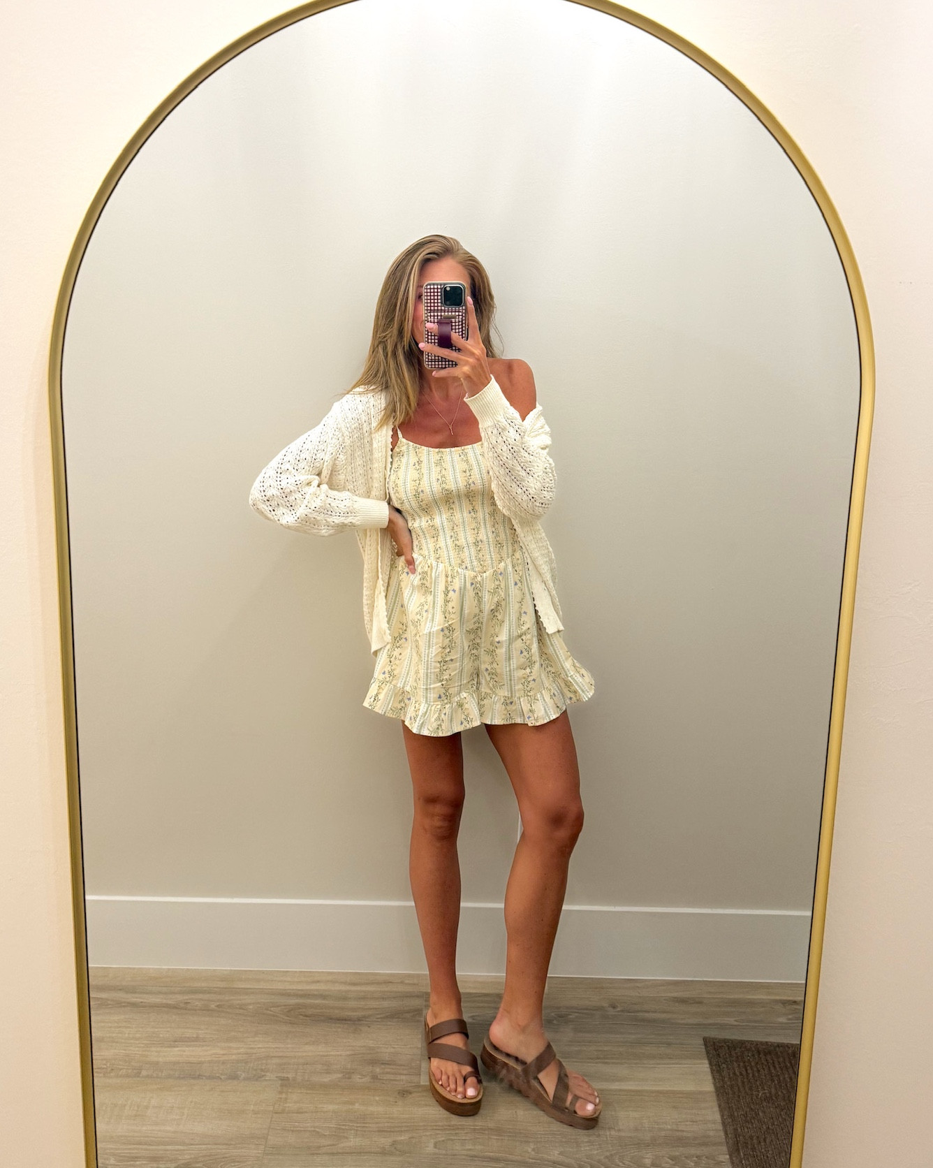 Beach ootd 💛 Such an easy dress with beautiful detailing, and the cardigan is perfect for layering.