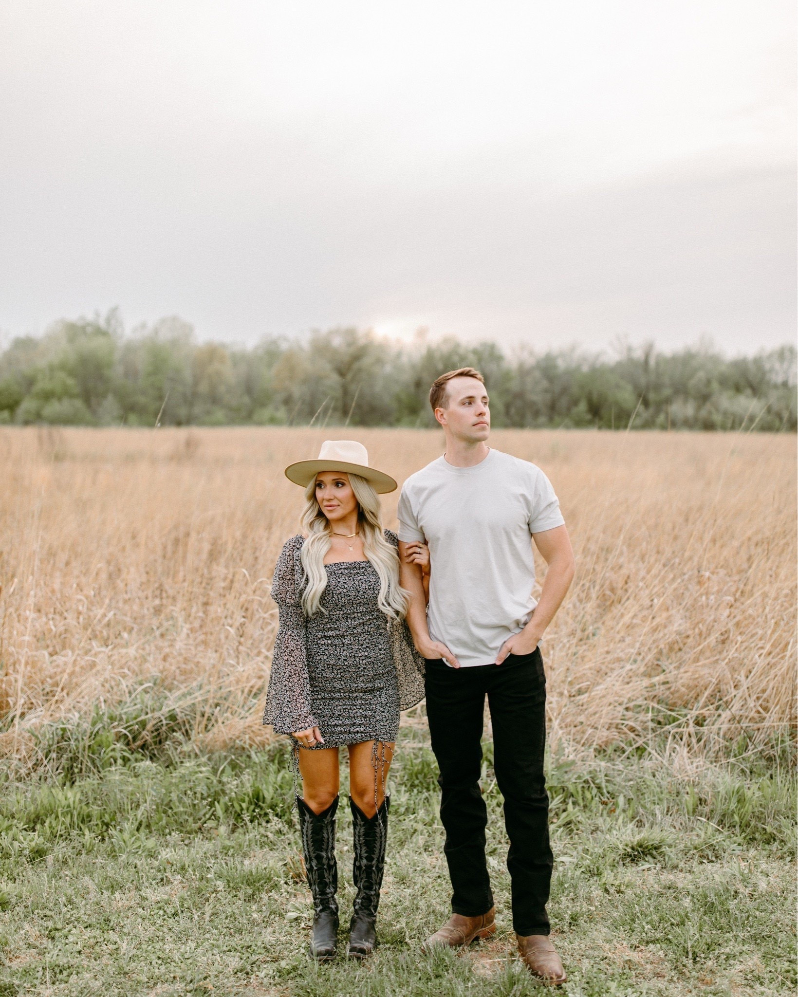couples fall photoshoot, couples photos, holiday photos, holiday family photos, neutral couples outfits, pregnancy announcement photoshoot, white lace dress, bump friendly dress, 2nd trimester, men's style, western style, cowgirl boots outfit, men's cowboy boots

#LTKBump #LTKFamily #LTKMens