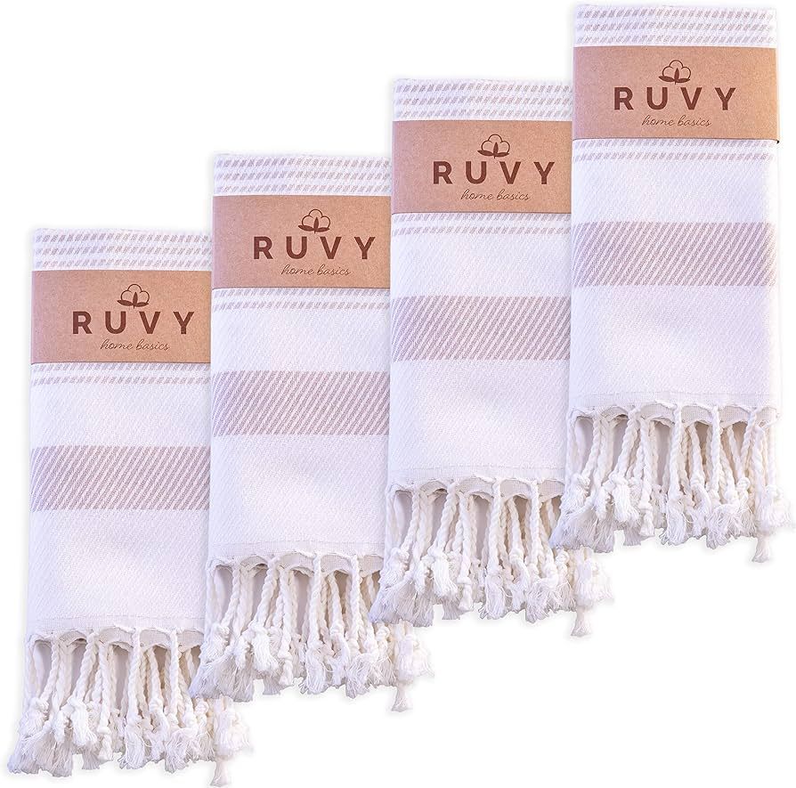 Ruvy Home Basics Turkish Hand Towels for Bathroom Set of 4 | 18"x40", Cotton | Bathroom Hand Towe... | Amazon (US)