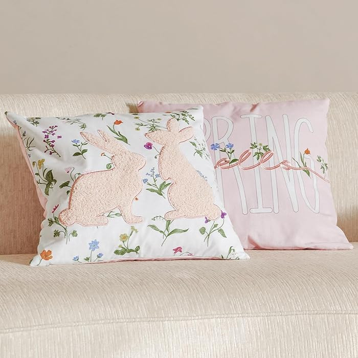Easter Pillow Covers 18x18 Inch Set of 2, Spring & Bunny Pillowcase Sofa Throw Pillow Covers for ... | Amazon (US)