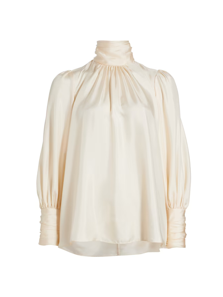 Celestial Gathered Silk Blouse | Saks Fifth Avenue