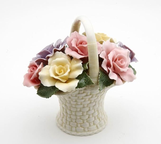 10228 Fine Elegant Porcelain Rose Flower Basket, 4-3/8" H | Amazon (US)