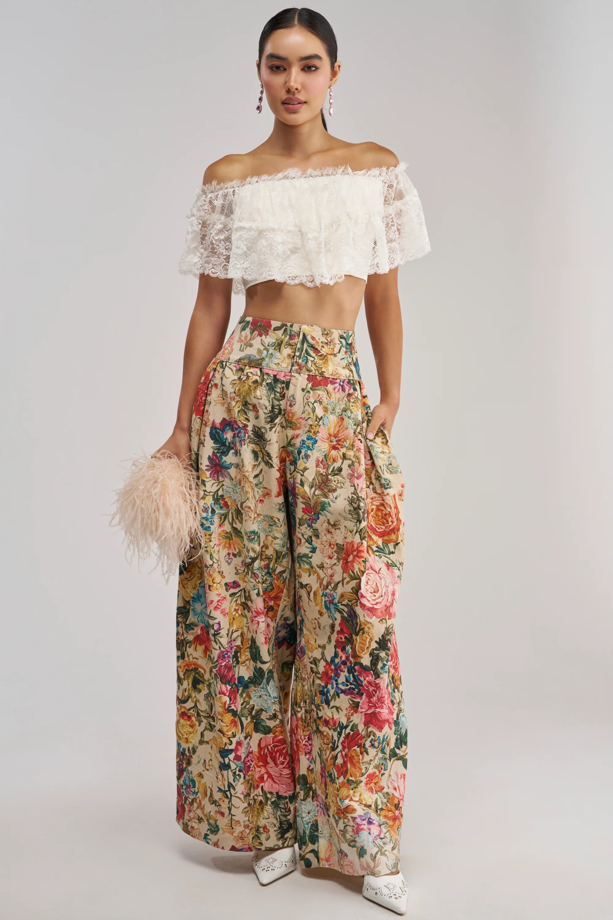 Floral Wide Leg Canvas Trousers | AKIRA | AKIRA