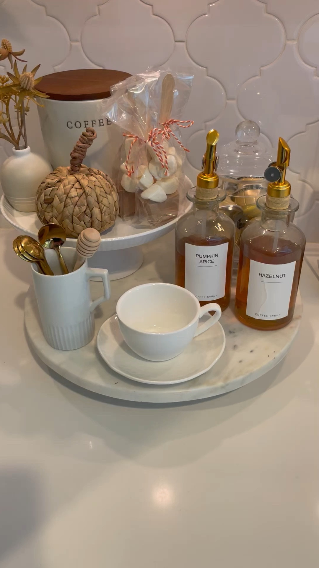 Fall coffee bar 
Coffee bar decor 
Fall coffee bar setup 
Coffee bar, coffee mugs, pumpkins, coffee spoons, coffee syrup dispenser, pumpkin coffee mugs, fall coffee mugs 

#LTKSeasonal #LTKsalealert #LTKhome