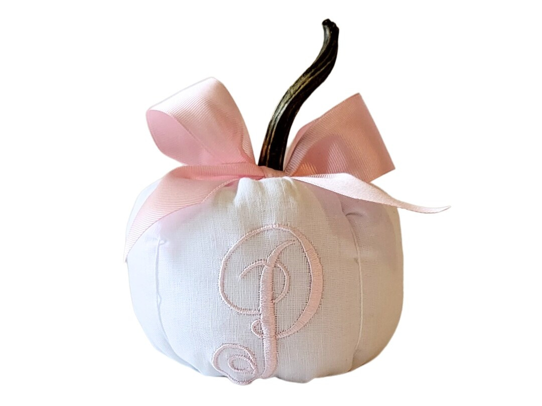 Blush Pink Cinderella Bow Pumpkin I White and Pink - Etsy | Etsy (US)