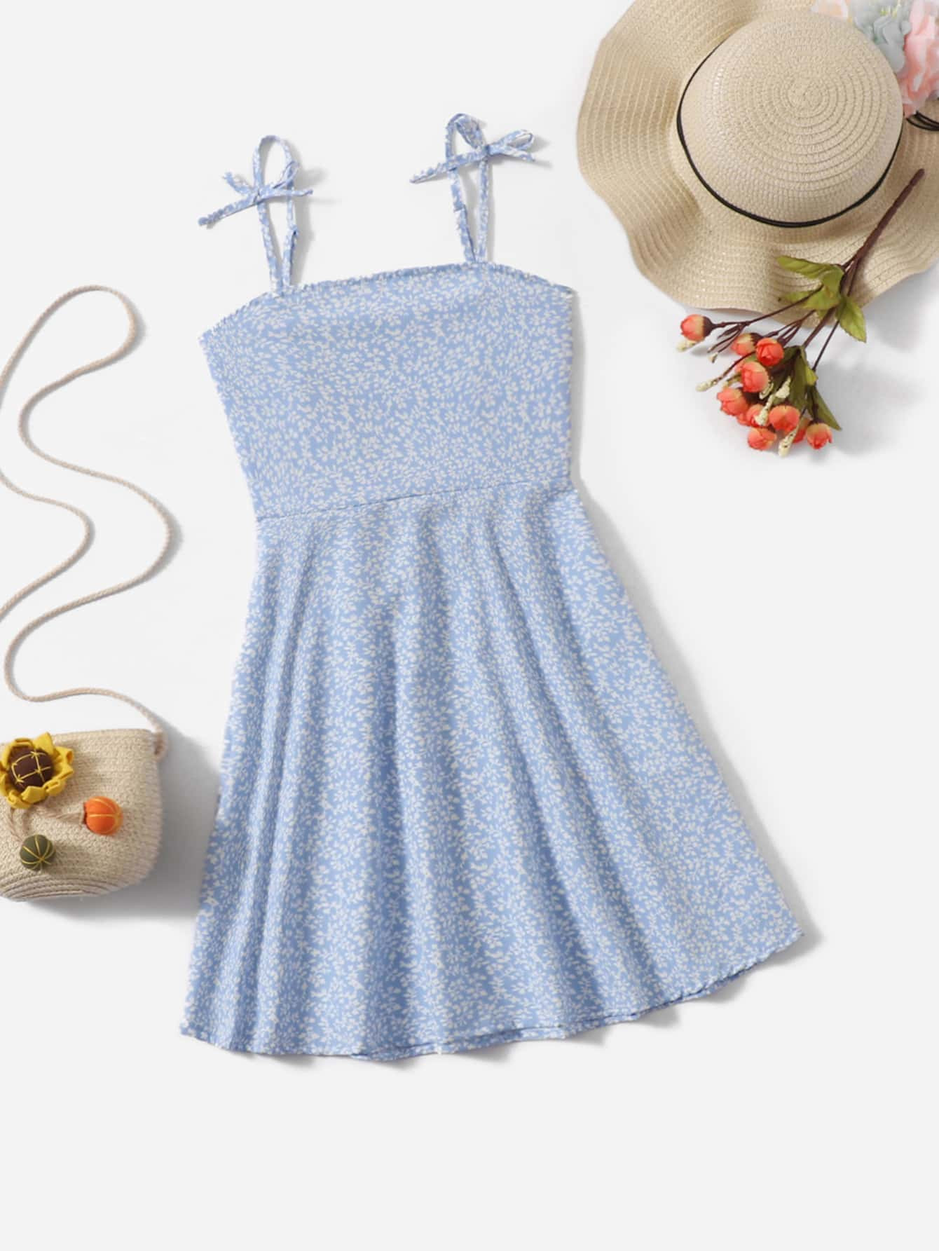 SHEIN Tween Girl Summer Vacation Allover Print Spaghetti Strap Dress | SHEIN USA | SHEIN