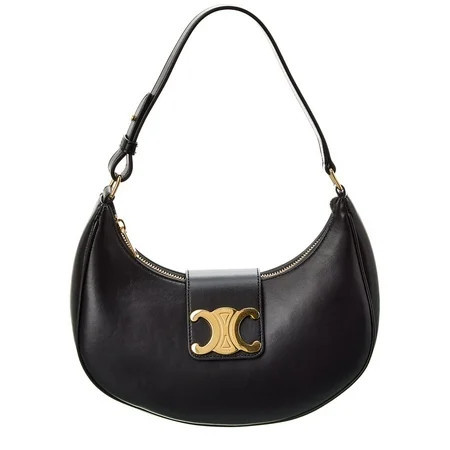 CELINE Ava Triomphe Medium Leather Shoulder Bag, Black | Walmart (US)