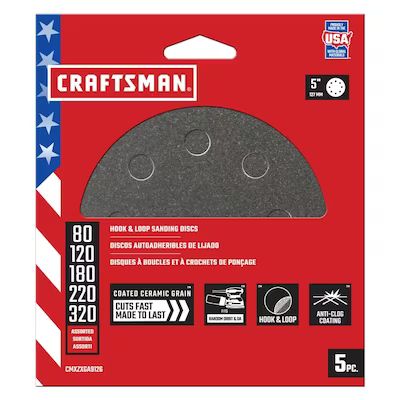 CRAFTSMAN  5 In 8H H/L Cer Disc Asst Grt 5pk 5-Piece Ceramic Alumina Multi-grade Pack Disc Sandp... | Lowe's