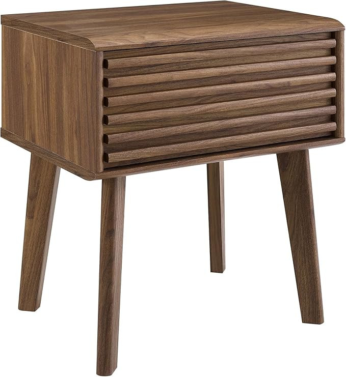 Modway Render Mid-Century Modern End Table or Nightstand in Walnut | Amazon (US)