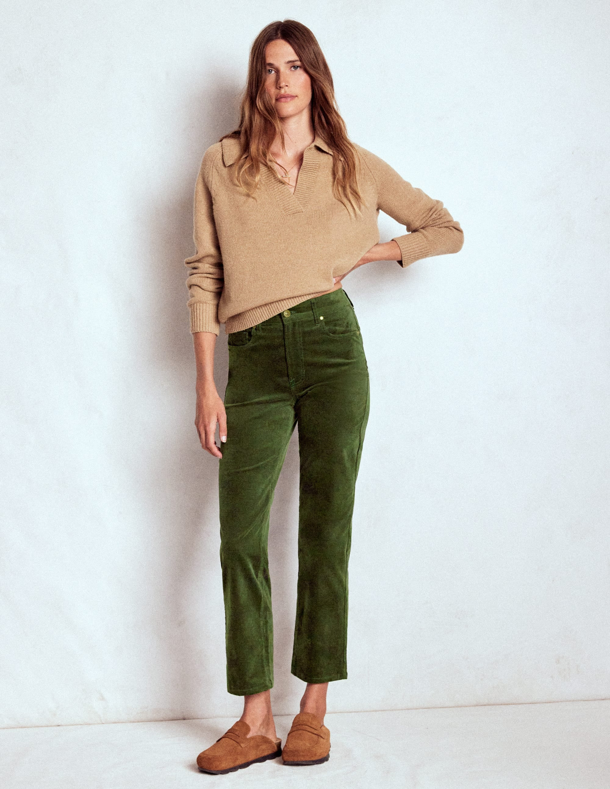 Velveteen Straight Jeans-Forest Glade | Boden (US)