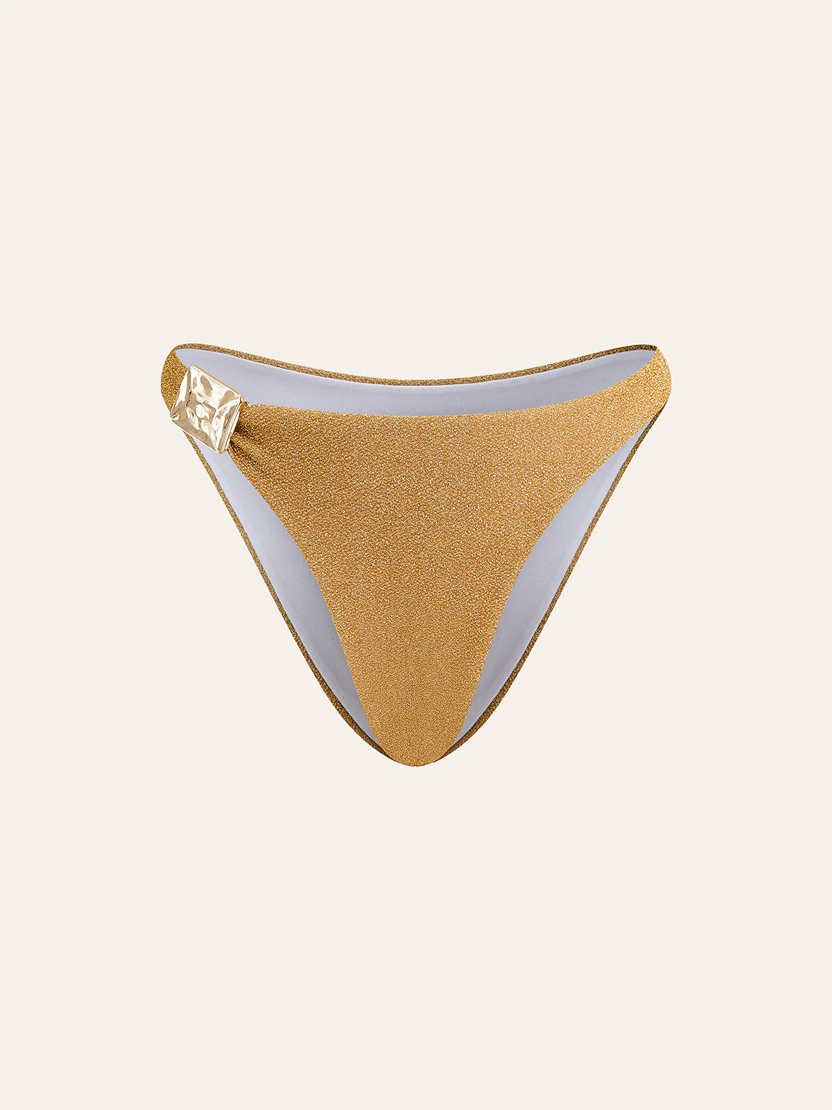 Gold Metallic Detail Bikini Bottom | Commense