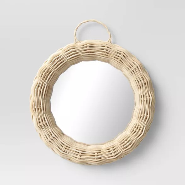 Mini Wicker Decorative Wall Mirror Brown - Threshold™ | Target