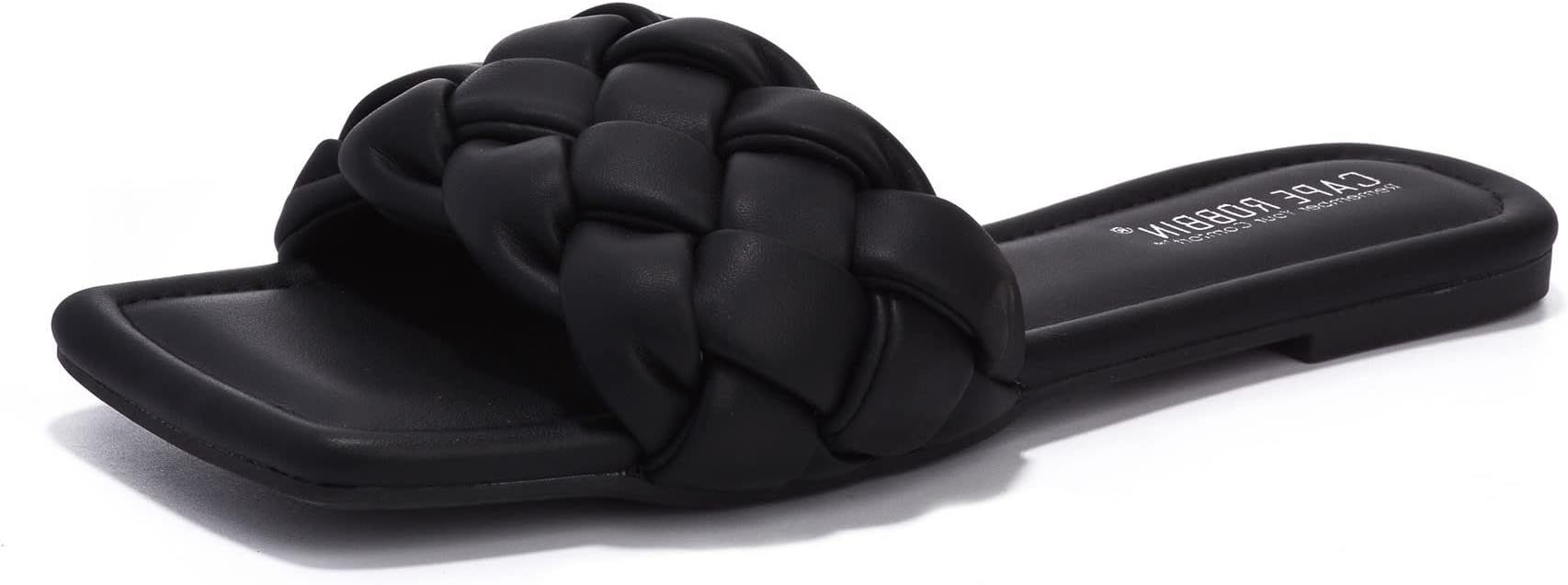 Cape Robbin Vagabond Sandals Women - Square Toe Sandals - Flat Braided Sandals for Women - Woven ... | Amazon (US)