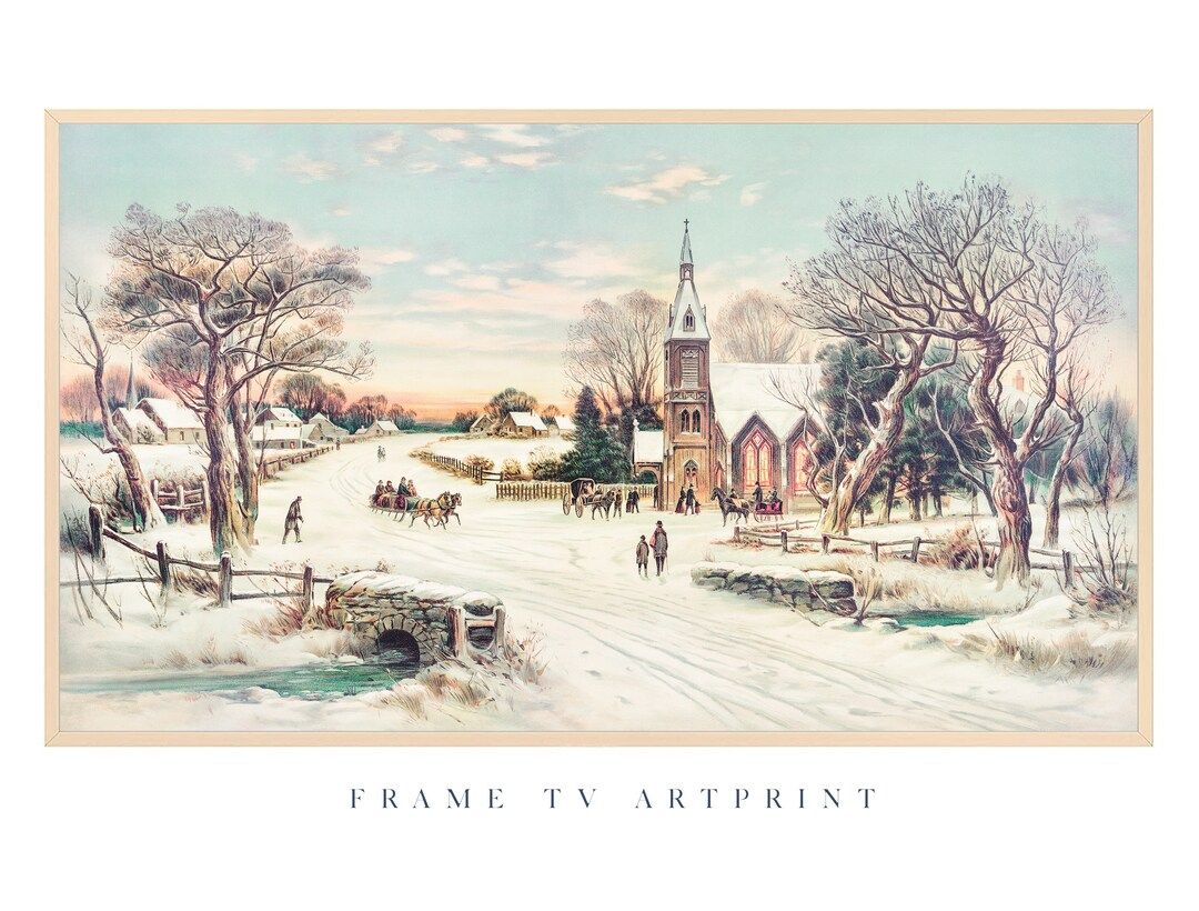 Samsung Frame TV art Vintage | "Vintage Winter"  | Snow | Minimal | Holiday | Landscape | Christm... | Etsy (US)