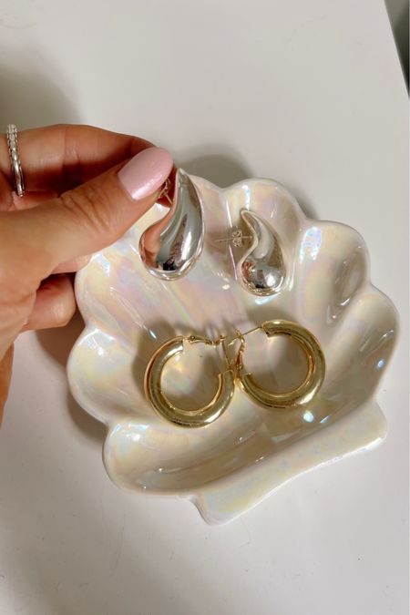 Obsessed with these earrings, similar to bottega!

Gold earrings, gold hoops, silver earrings, silver hoops, amazon earrings, amazon jewelry, gold jewelry, silver jewelry, affordable jewelry, bottega similar jewelry, jewelry dish, gift ideas, nightstand decor, bedside table decor, cute bedroom decor, pearl jewelry dish, seashell jewelry dish, shell jewelry dish, cute gift ideas

#LTKhome #LTKstyletip #LTKSeasonal