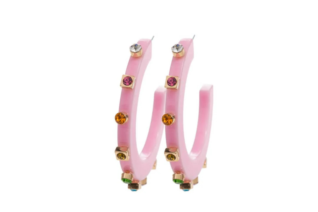 City Girl Jewel Hoop - Pink Multicolor | Smith and Co. Jewel Design