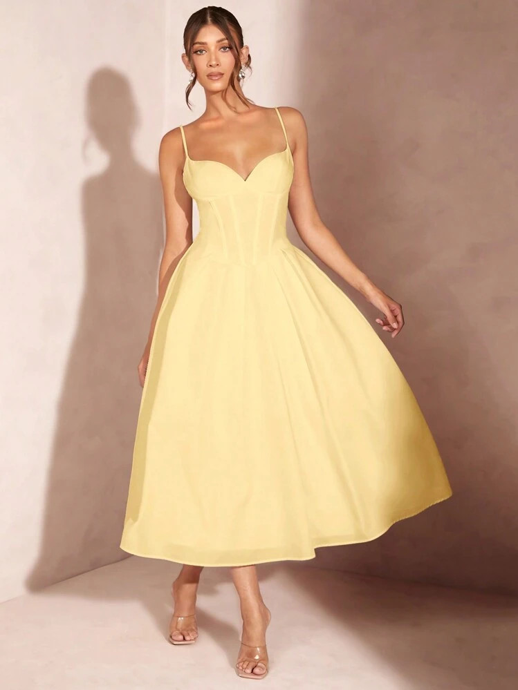 SHEIN BAE Women  Corset Strap A-Line Mid-Length Dress, Elegant Wedding/Graduation Dress | SHEIN