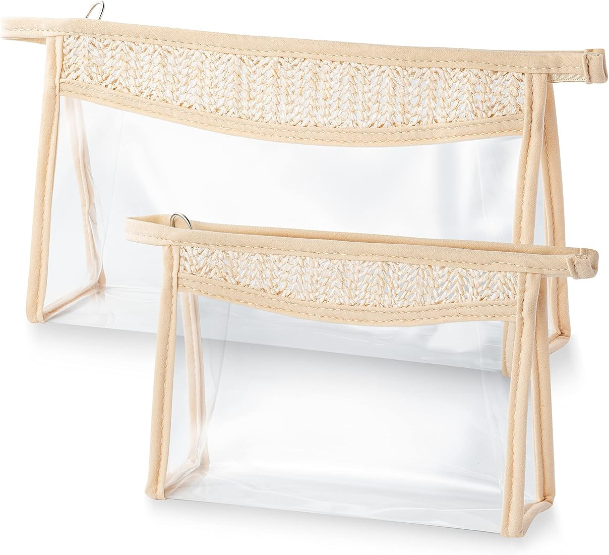 2 Pcs Boho Clear Makeup Bag Toiletry Bag Varsity Letter Travel Cosmetic Bag Beige Transparent Wat... | Amazon (US)