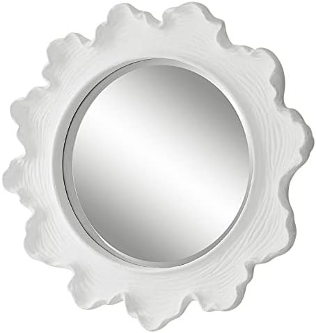 Sea Coral Round Mirror, White | Amazon (US)