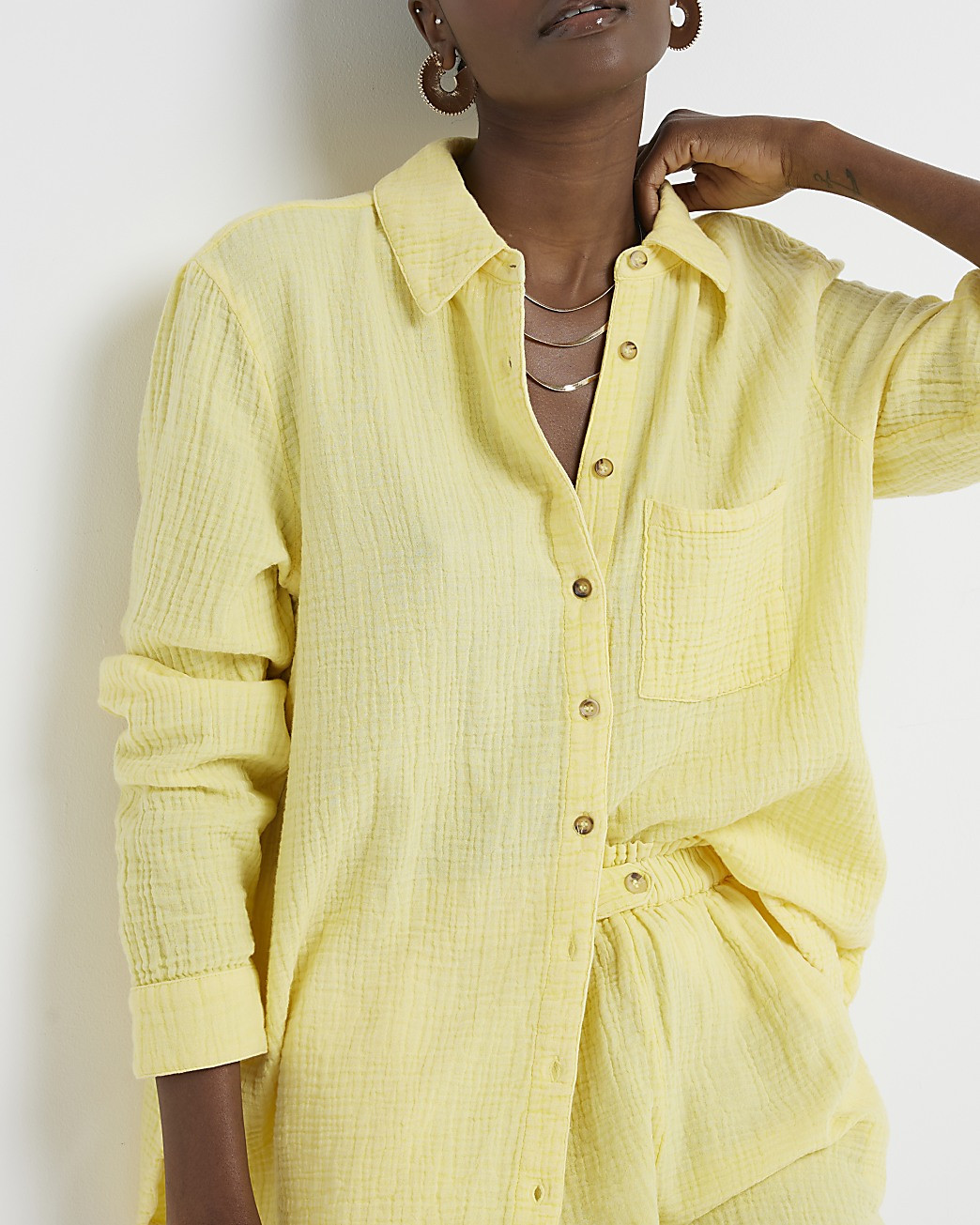 Yellow textured long sleeve shirt | River Island (UK & IE)
