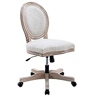 DUOMAY Swivel Desk Chair, French Country Office Computer Chair Linen Upholstered Executive Mid Ba... | Amazon (US)