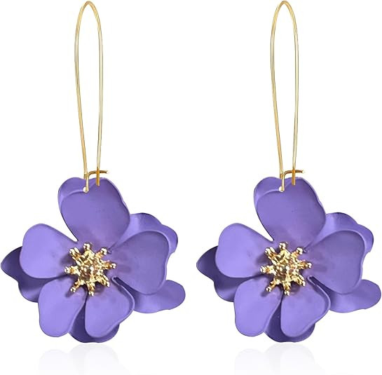 Unique Boho Flower Dangle Earrings Exaggerated Layered Floral Petal Drop Dangle Earrings Statemen... | Amazon (US)
