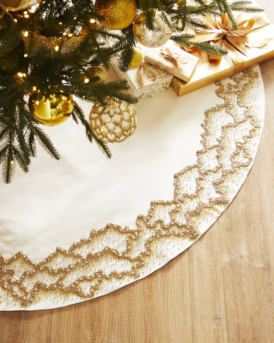 Neiman Marcus Beaded Mist Christmas Tree Skirt - 54" | Neiman Marcus