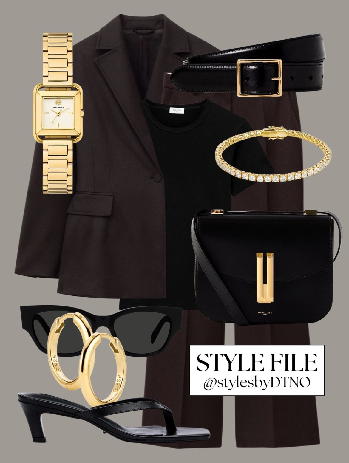 Styling a dark brown & Other Stories blazer suit set with a black Aritzia t shirt, Tony Bianco kitten heeled sandals, a DeMellier Vancouver crossbody bag, and a Tory Burch gold watch (affordable alternatives are listed below)

Tags: Spring Outfit, Minimalist Fashion, OOTD, What To Wear, Elevated Casual, Neutral Fashion, Capsule Wardrobe 2026, Look For Less, Outfit Ideas, Style Guide, Effortless Chic, High Street Fashion, Quiet Luxury Style, Workwear Outfit,

#LTKSaleAlert #LTKSeasonal #LTKootd