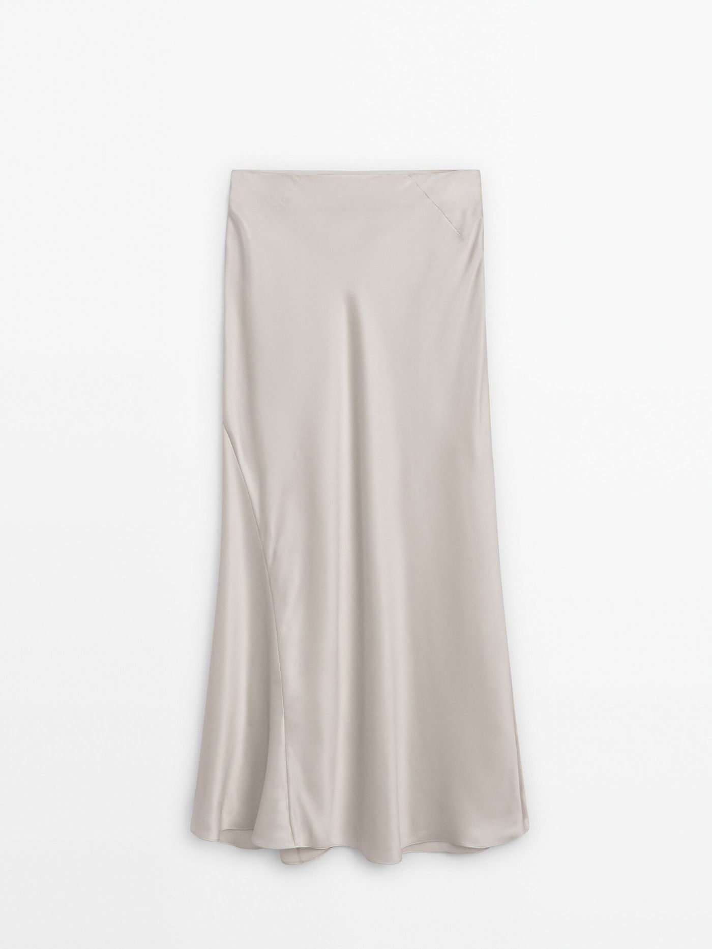 Long satin-finish silk skirt - Studio | Massimo Dutti UK