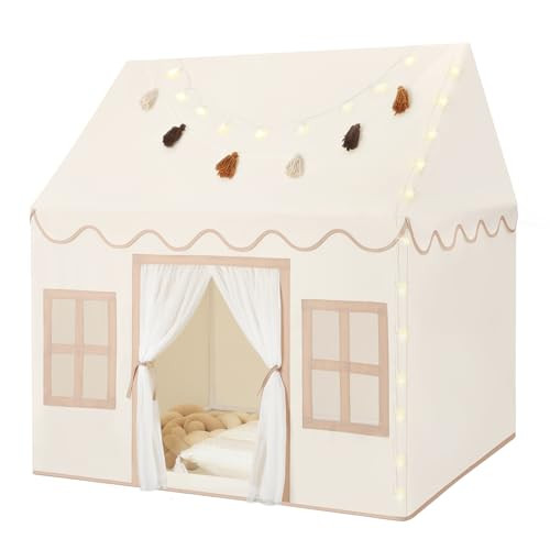 Kids Play Tent Indoor: with Mat, Tissue Garland, Star Lights - Toddler Girl Tent Indoor Playhouse... | Amazon (US)