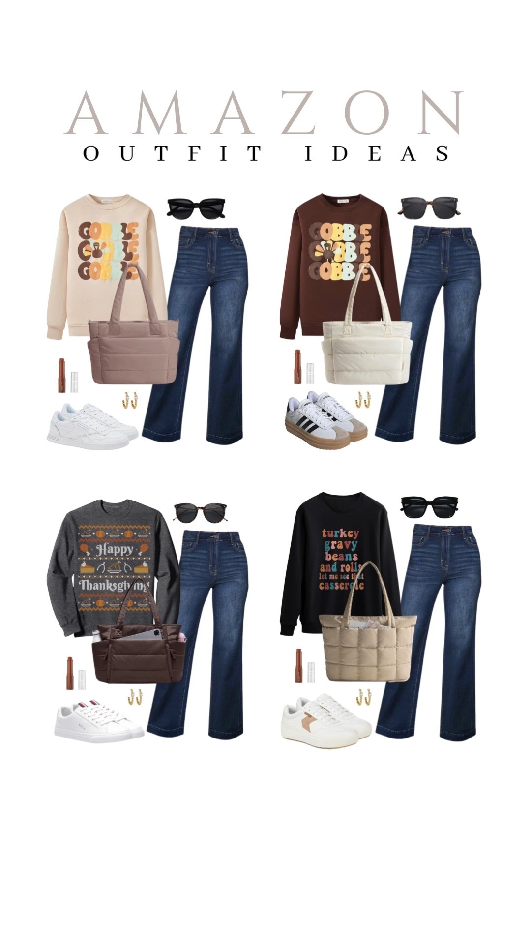 Happy Thanksgiving! Keep it comfy with a sweater and denim combo
thanksgiving outfit idea, casual outfit idea, puffer tote bag, amazon fashion, fall style, trendy look, viral fashion, affordable style, amazon favorite, top picks, best seller, fall look, fall outfit idea

#LTKU #LTKSeasonal