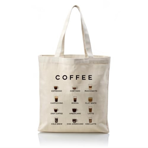 Coffee Canvas Totes, Reusable Cloth Cotton Tote Bags, Coffee Lover Gift, Canvas Tote Bag Aesthetic for Women, Casual Cotton Tote Bag for Work, Grocery, Shopping, Beach & Daily Use | Amazon (US)