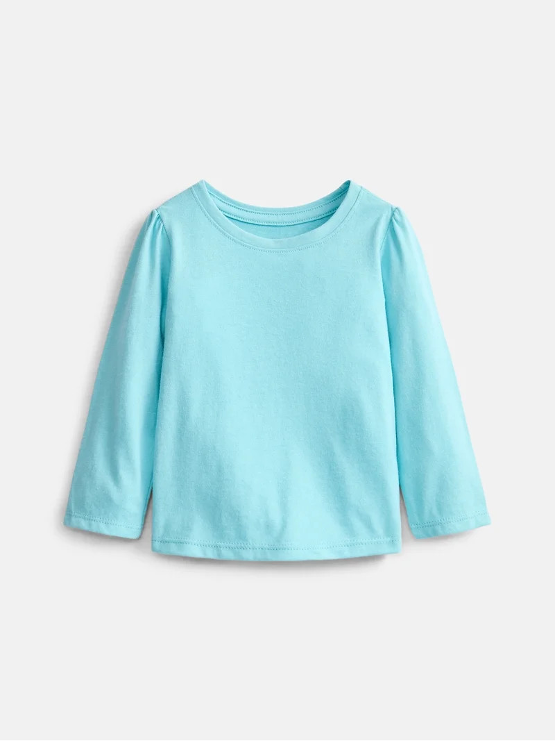 Wonder Nation Baby and Toddler Girls Graphic Tee with Long Puff Sleeves, Sizes 0M-5T | Walmart (US)
