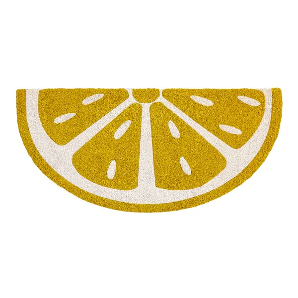 Lemon Slice Shaped Coir Mat, 22X47 Doormat, Yellow, sold by At Home | At Home