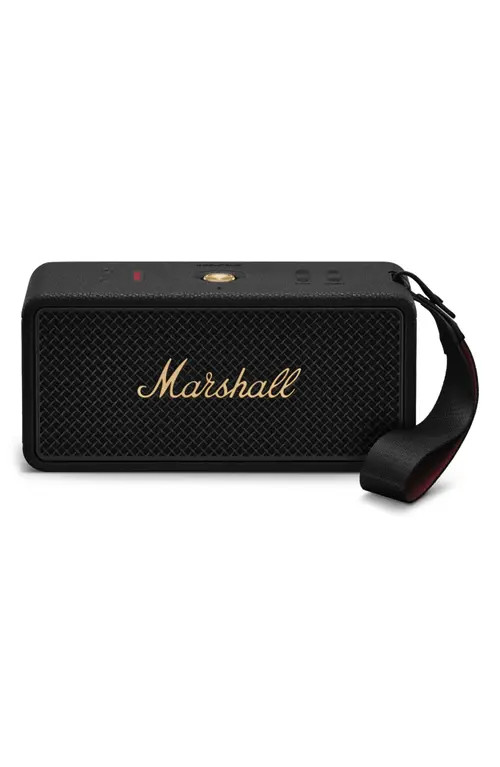 Marshall Middleton II Portable Bluetooth® Speaker in Black And Brass at Nordstrom | Nordstrom