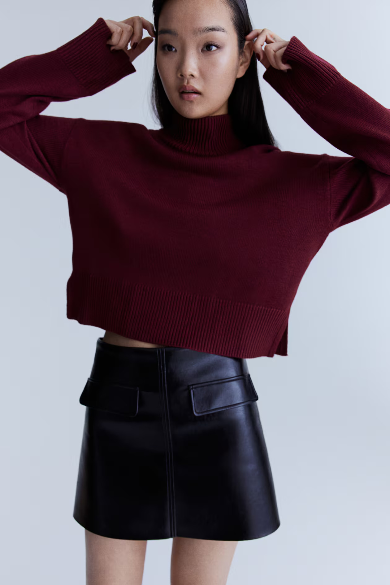 Fine-knit turtleneck jumper - Burgundy - Ladies | H&M US | H&M (US + CA)