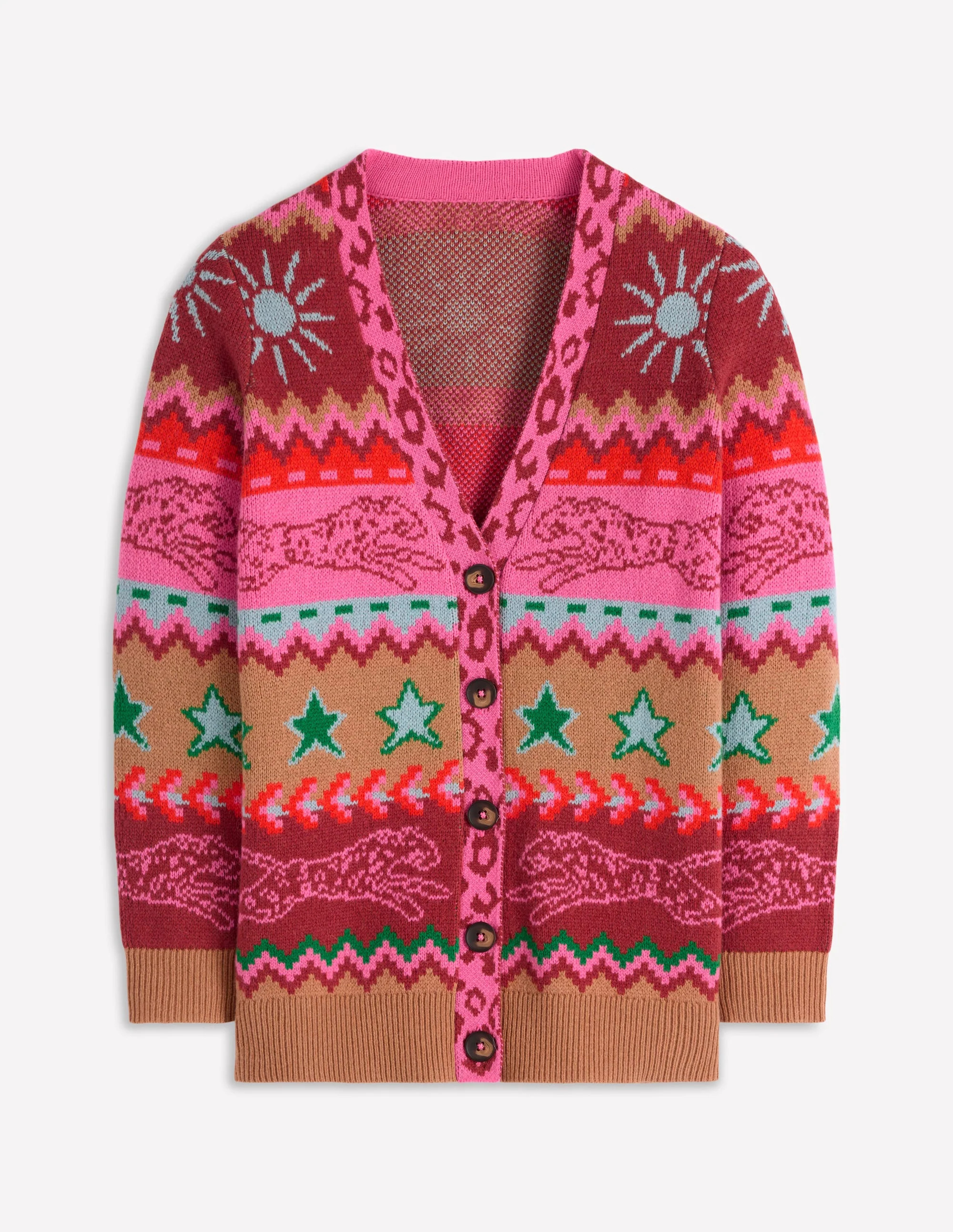 Quinn Boyfriend Cardigan-Neutral Argyle | Boden (US)
