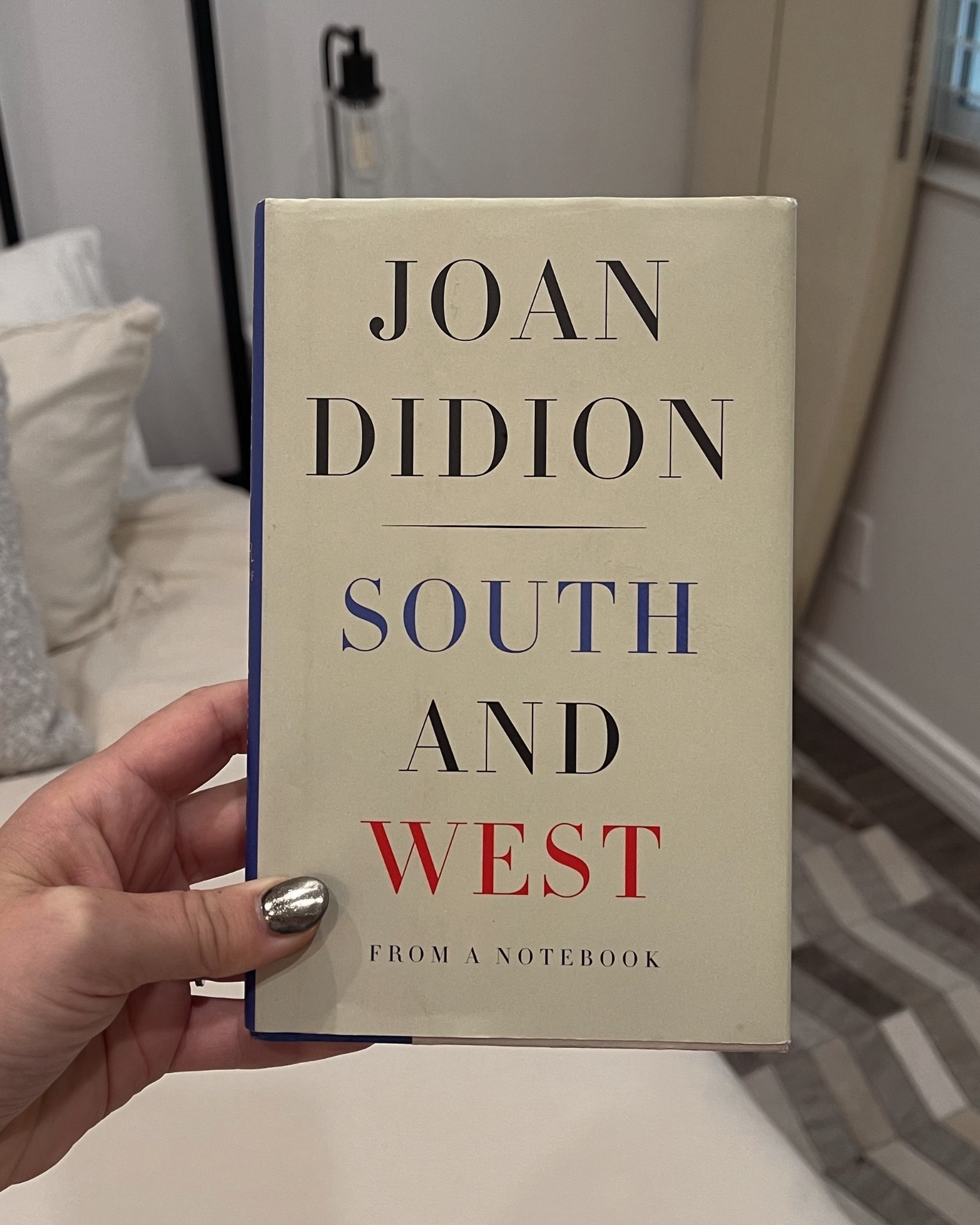 Joan Didion’s South and West.

#JoanDidion #SouthAndWest #LiteraryNonfiction #EssayCollection #AmericanWriters #BookOnRotation #ReadingList #WritersLife #MinimalLibrary #ClassicLiterature

#LTKHome #LTKdayinmylife #LTKstorytime