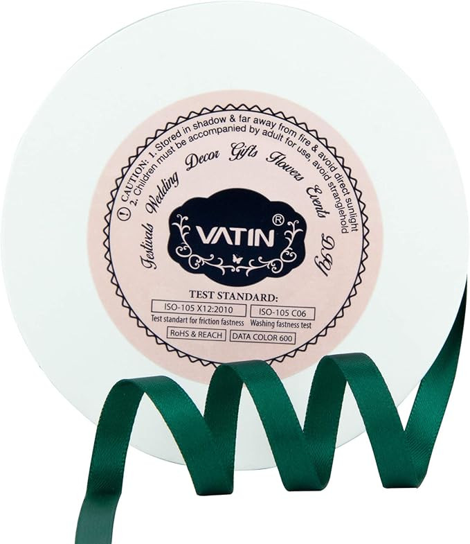 VATIN 1/4 inches Double Faced Hunter Green Polyester Satin Ribbon - 50 Yards for Gift Wrapping Or... | Amazon (US)