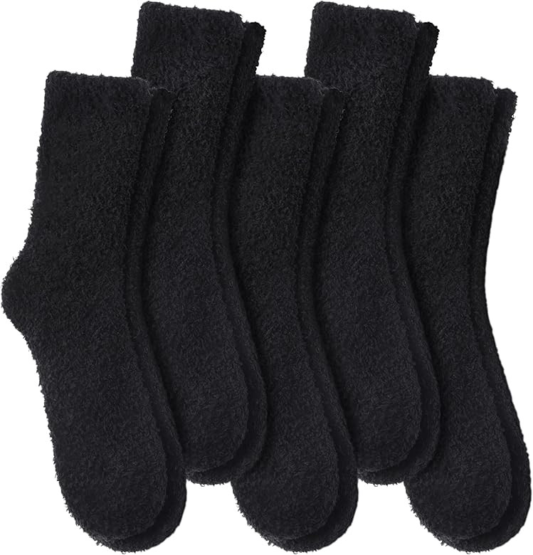 LANLEO 5/6 Pairs Womens Super Soft Fuzzy Plush Warm Winter Home Sleeping Slipper Socks | Amazon (US)