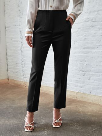 SHEIN BIZwear Calça Cenoura Zíper mosca Bolsos Inclinados | SHEIN